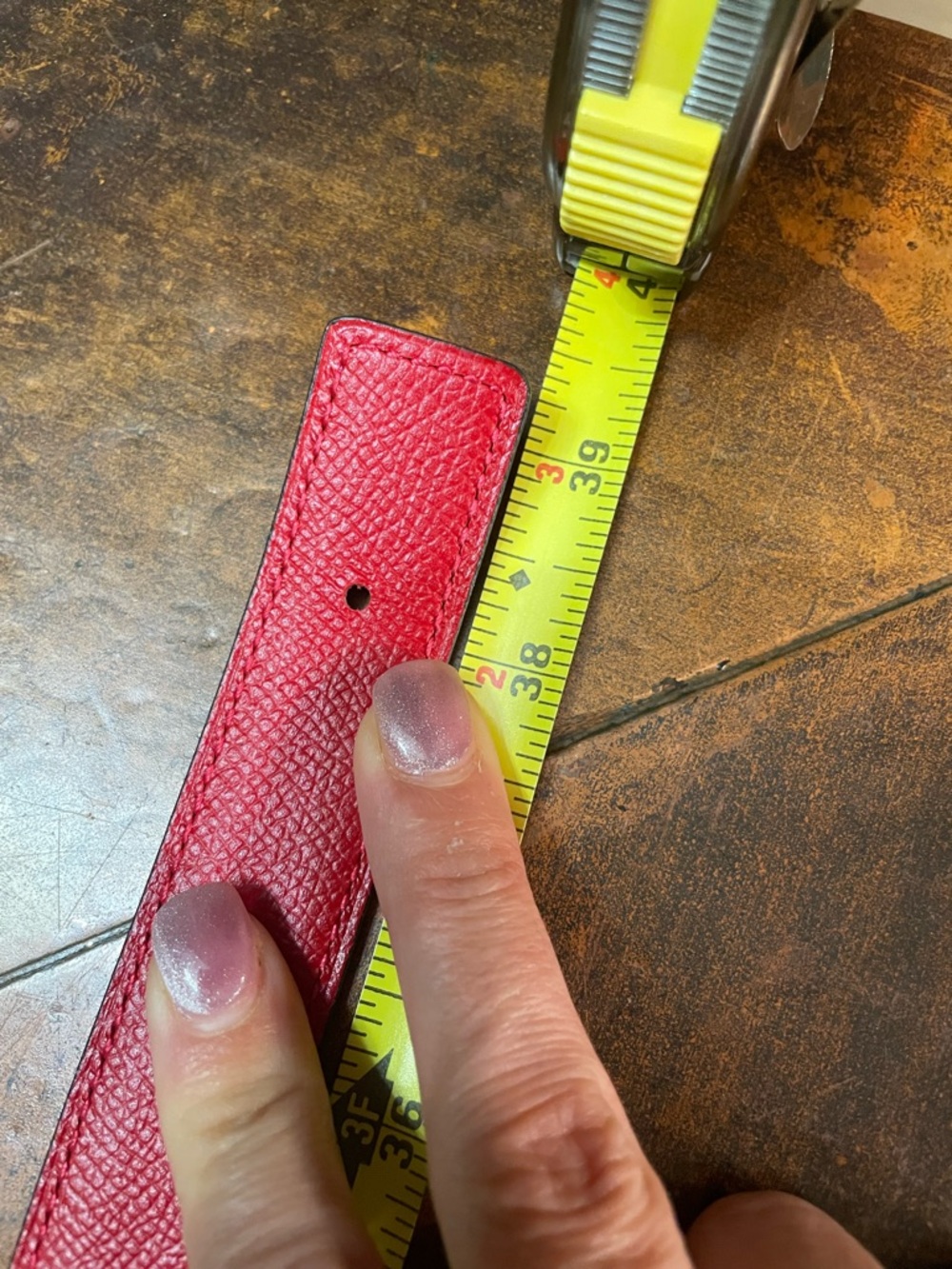 Hermes Red/plum duel sided Leather Belt - Picture 6 of 8